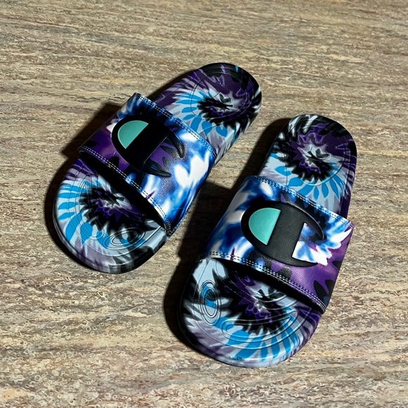 Champion Tie-Dye Blue and Purple Slides - Picture 5 of 13